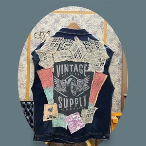 Judy Blue Up-cycled Denim Vest. Unique/Statement Piece. Size : XL